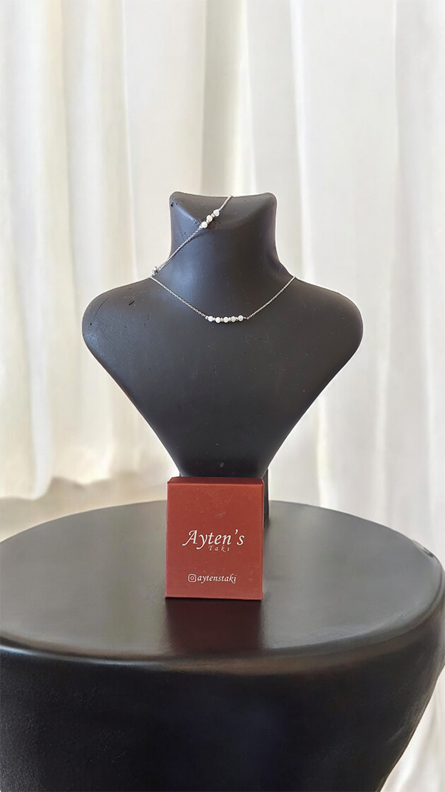 Doğal Inci Kolye Bileklik Set (GÜMÜŞ RENK PASLANMAZ ÇELİK ZİNCİR)