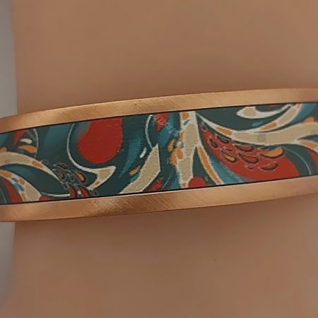 El Yapımı Bakır Bileklik | Etnik Desenli UV Baskı | Unisex Tasarım