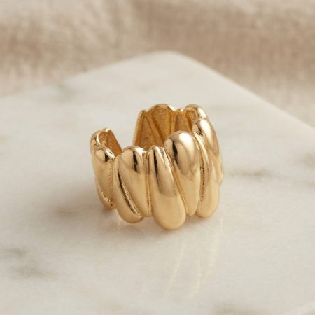 Damla Dilimli Gövde Gold Renk Bohem Yüzük