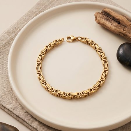 316L Çelik Gold Renk Kral Zincir Model Erkek Bileklik