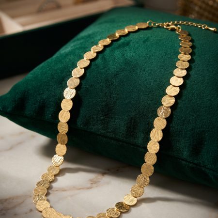 Plaka Model Gold Renk Pirinç Kadın Kolye